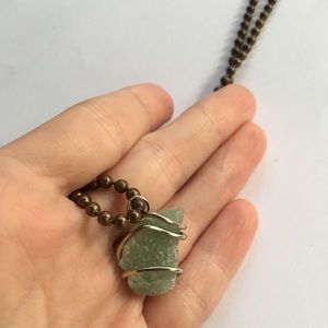 Green Calcite Wire Wrap Ball Chain Necklace